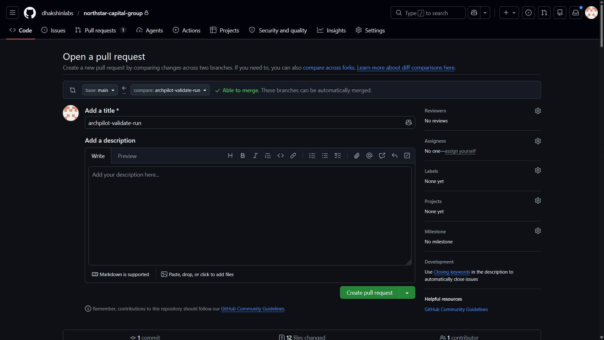 GitHub Actions CI run showing ArchPilot architecture validation results.